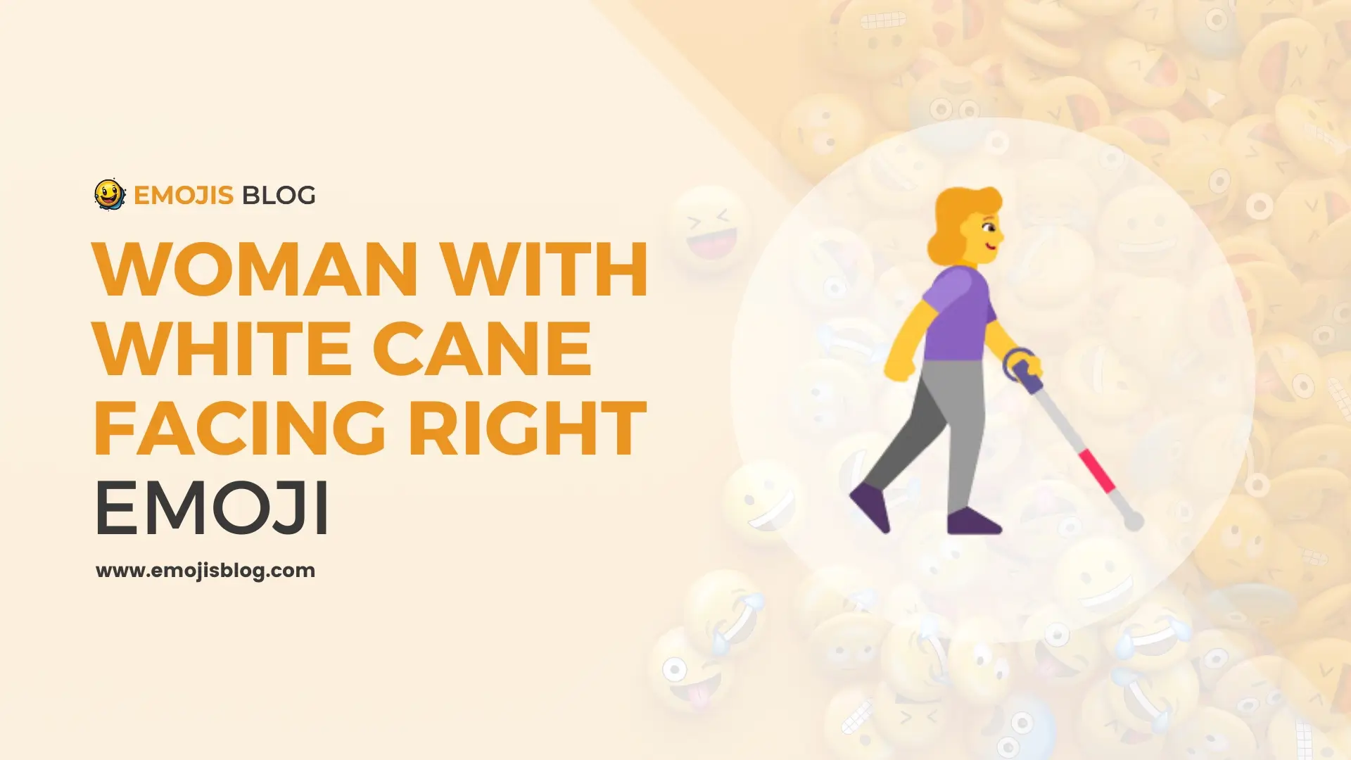Woman With White Cane Facing Right Emoji